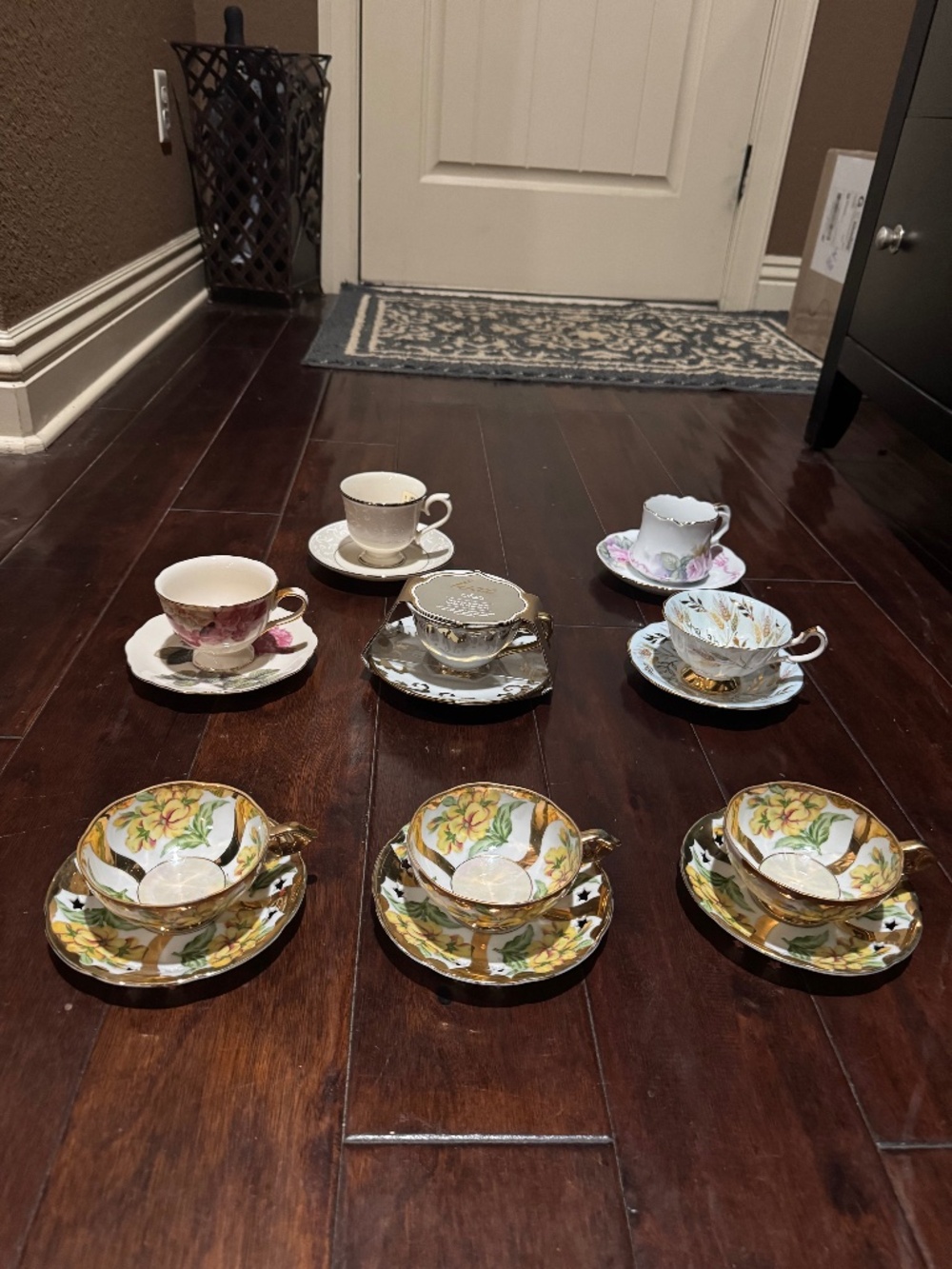Collection of vintage teacups and saucers